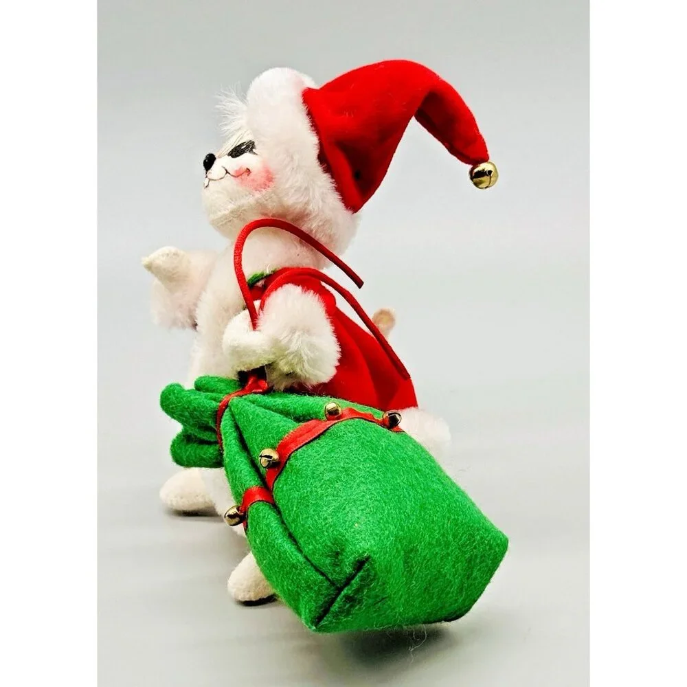 Annalee Special Delivery Santa Mouse Green Toy Sack 7 inch 2006 Open Eyes‎